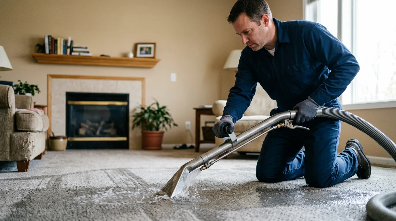 Water damage restoration technician working near Lakewood, WI